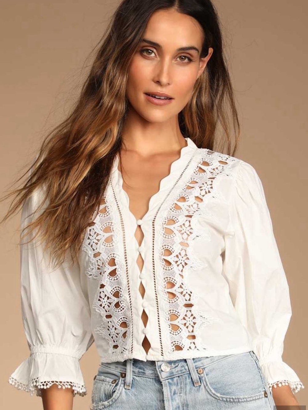 Free People Louella Embroidered Blouse